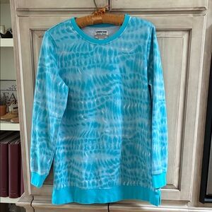 Lands' End Turquoise Tie-Dye Sweatshirt Serious Sweats Sz M